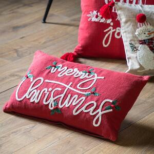 Merry Christmas Rectangular Cushion Cover Red