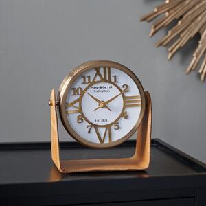 Leather Mantel Clock Tan