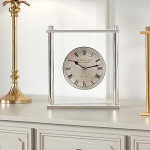 Square Framed Mantel Clock Nickel