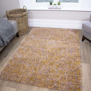 Mustard Soft Shaggy Living Room Rug - Murano - 60cm x 110cm