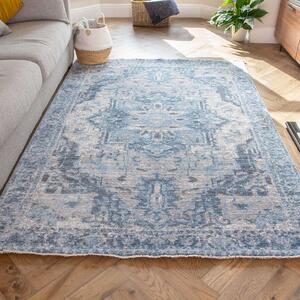 Soft Light Blue Grey Traditional Bordered Rug - Mystic - 80cm x 150cm