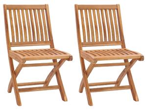 Folding Garden Chairs 2 pcs Solid Teak Wood