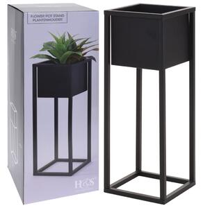 Home&Styling Flower Pot on Stand Metal Black 60 cm