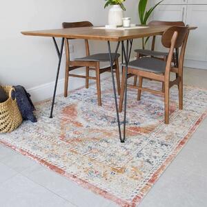 Terracotta Vintage Distressed Flat Low Pile Area Rug - Abella - 60cm x 110cm