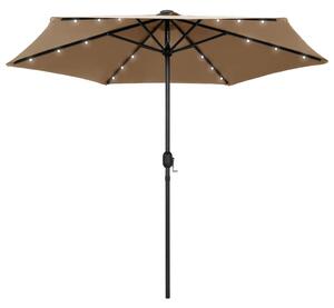 Parasol with LED Lights and Aluminium Pole 270 cm Taupe