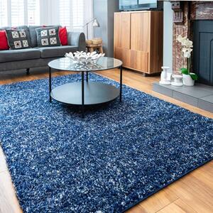 Navy Mottled Shaggy Living Room Rug - Murano - 60cm x 110cm