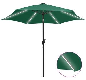 Parasol with LED Lights and Aluminium Pole 300 cm Green