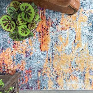 Gold Blue Distressed Living Room Rug - Oscar - 60cm x 110cm