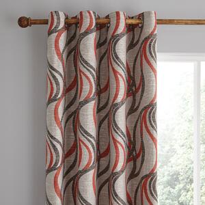 Mirage Red Eyelet Curtains Red, Grey and White