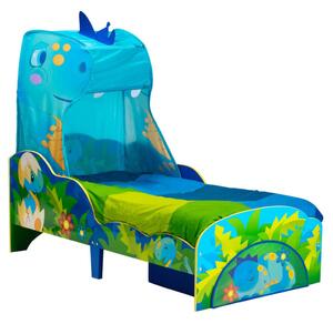Worlds Apart Toddler Bed with Drawer Dinosaurs 142x77x138cm Blue and Green