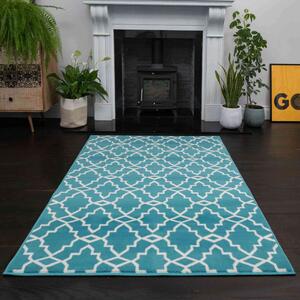 Blue Trellis Hall Runner Room Rug - Milan - 60cm x 110cm