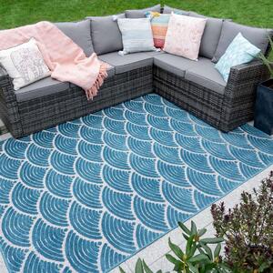 Soft Textured Coastal Blue Outdoor Rug - Zen - 60cm x 110cm
