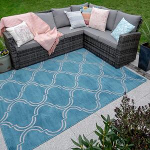 Outdoor Geometric Teal Rug - Zen - 60cm x 110cm