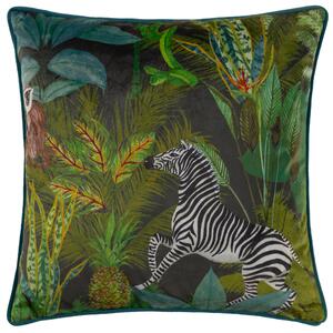 Wylder Tropics Aranya Zebra Square Cushion Green