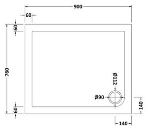 Balterley Rectangular Shower Tray - 900 x 760mm