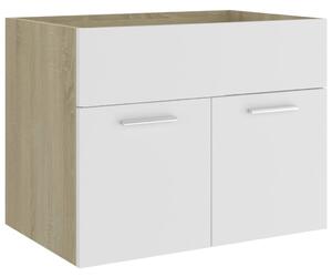 Sink Cabinet White and Sonoma Oak 60x38.5x46 cm Engineered Wood