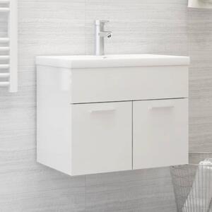 Sink Cabinet High Gloss White 60x38.5x46 cm Chipboard