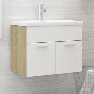 Sink Cabinet White and Sonoma Oak 60x38.5x46 cm Chipboard