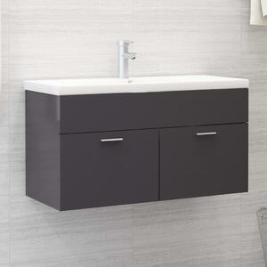 Sink Cabinet High Gloss Grey 90x38.5x46 cm Chipboard