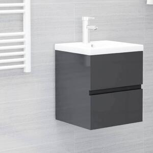Sink Cabinet High Gloss Grey 41x38.5x45 cm Chipboard