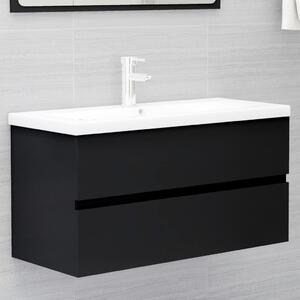Sink Cabinet Black 90x38.5x45 cm Engineered Wood