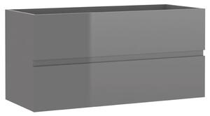 Sink Cabinet High Gloss Grey 90x38.5x45 cm Engineered Wood
