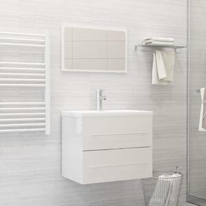 2 Piece Bathroom Furniture Set High Gloss White Chipboard