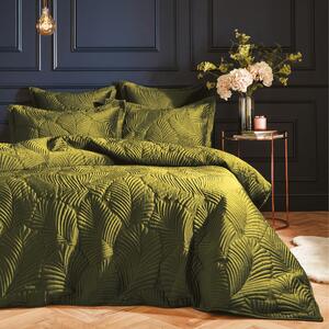 Paoletti Palmeria Moss Embroidered Reversible Duvet Cover and Pillowcase Set Moss Green