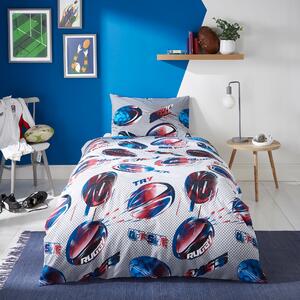 Rugby Reversible Duvet Cover and Pillowcase Set MultiColoured