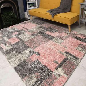 Retro Pink Mottled Shaggy Living Room Rug - Murano - 60cm x 110cm