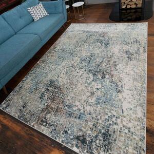 Soft Modern Blue Distressed Abstract Bedroom Rugs - Riviera - 60cm x 110cm