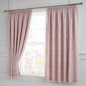 Serene Blossom Blush 3" Pencil Pleat Curtains Blush Pink