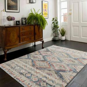 Soft Abstract Diamond Multicolour Living Room Rug - Osbourne - 60cm x 110cm
