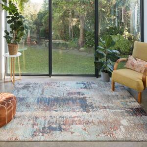 Soft Abstract Distressed Blue Living Room Rug - Osbourne - 60cm x 110cm