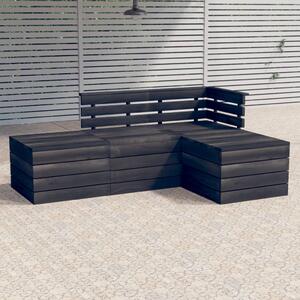 4 Piece Garden Pallet Lounge Set Solid Pinewood Dark Grey