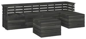6 Piece Garden Pallet Lounge Set Solid Pinewood Dark Grey