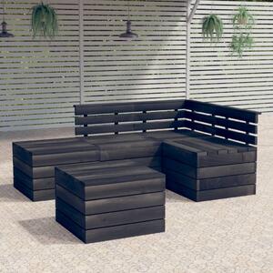 5 Piece Garden Pallet Lounge Set Solid Pinewood Dark Grey
