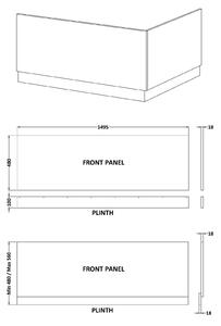 Balterley Front Bath Panel & Plinth - 1500mm