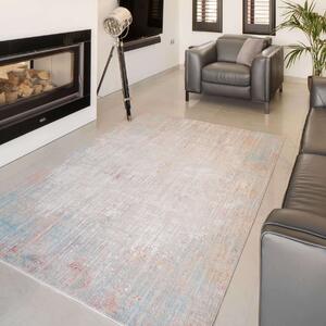 Multicolour Distressed Abstract Area Rug - William - 60cm x 110cm