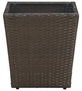 Tea Table Brown 41.5x41.5x44 cm Poly Rattan and Tempered Glass