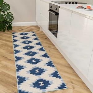 Light Blue Aztec Hallway Runner Rug - Opera - 60cm x 240cm Runner