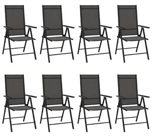 Folding Garden Chairs 8 pcs Textilene Black