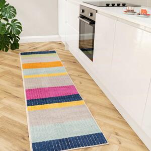 Multicolour Striped Hall Runner Rug - Opera - 60cm x 240cm Runner