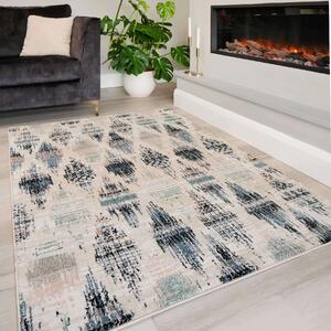 Blue Mottled Trellis Living Room Rug - Ikaro - 60cm x 110cm