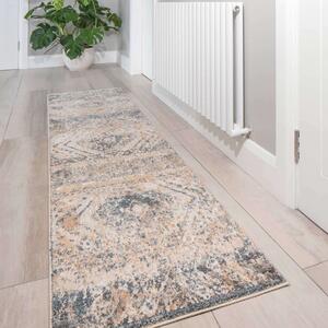 Soft Multicolour Concentric Diamond Runner Rug - Ikaro - 60cm x 240cm Runner