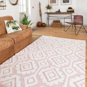 Tufted Blush Pink Moroccan Sustainable Rug - Poppy - 58cm x 110cm