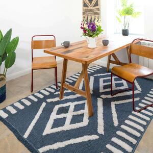 Tufted Tribal Blue Sustainable Rug - Poppy - 58cm x 110cm