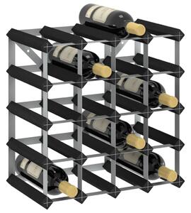 Wine Rack for 20 Bottles Black Solid Pine Wood