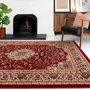 Traditional Red Bordered Rug - Jasmine - 80cm x 150cm