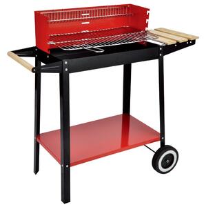 HI Charcoal Barbecue Grill Wagon 88x44x83 cm Red